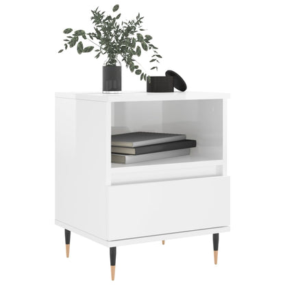 vidaXL Bedside Cabinets 2 pcs High Gloss White 40x35x50 cm Engineered Wood 3