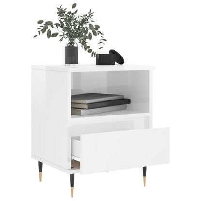vidaXL Bedside Cabinets 2 pcs High Gloss White 40x35x50 cm Engineered Wood 4