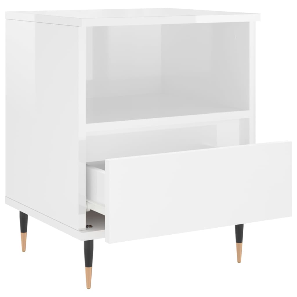 vidaXL Bedside Cabinets 2 pcs High Gloss White 40x35x50 cm Engineered Wood 6