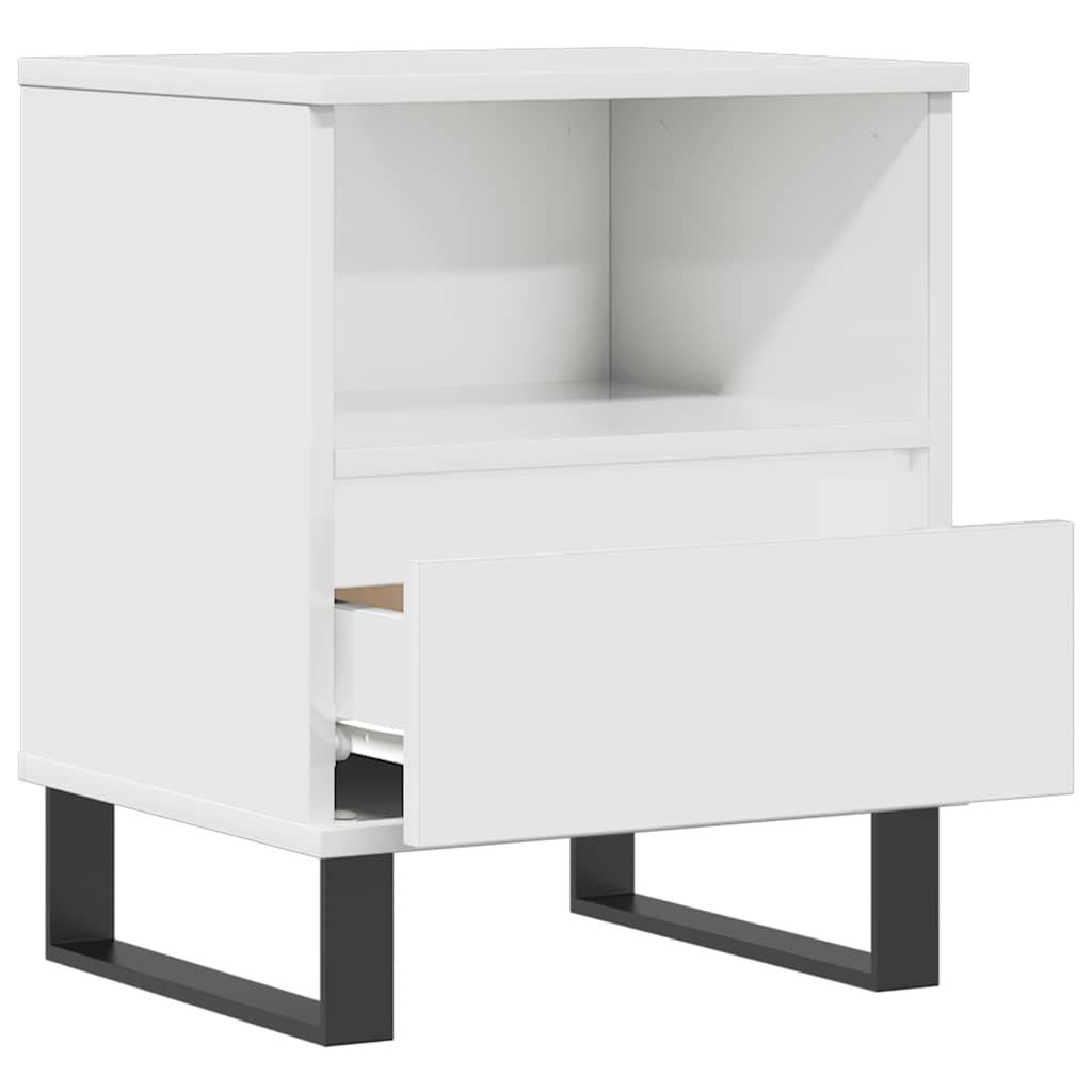 vidaXL Bedside Cabinet High Gloss White 40x35x50 cm Engineered Wood 4
