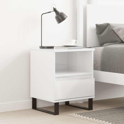 vidaXL Bedside Cabinet High Gloss White 40x35x50 cm Engineered Wood 1