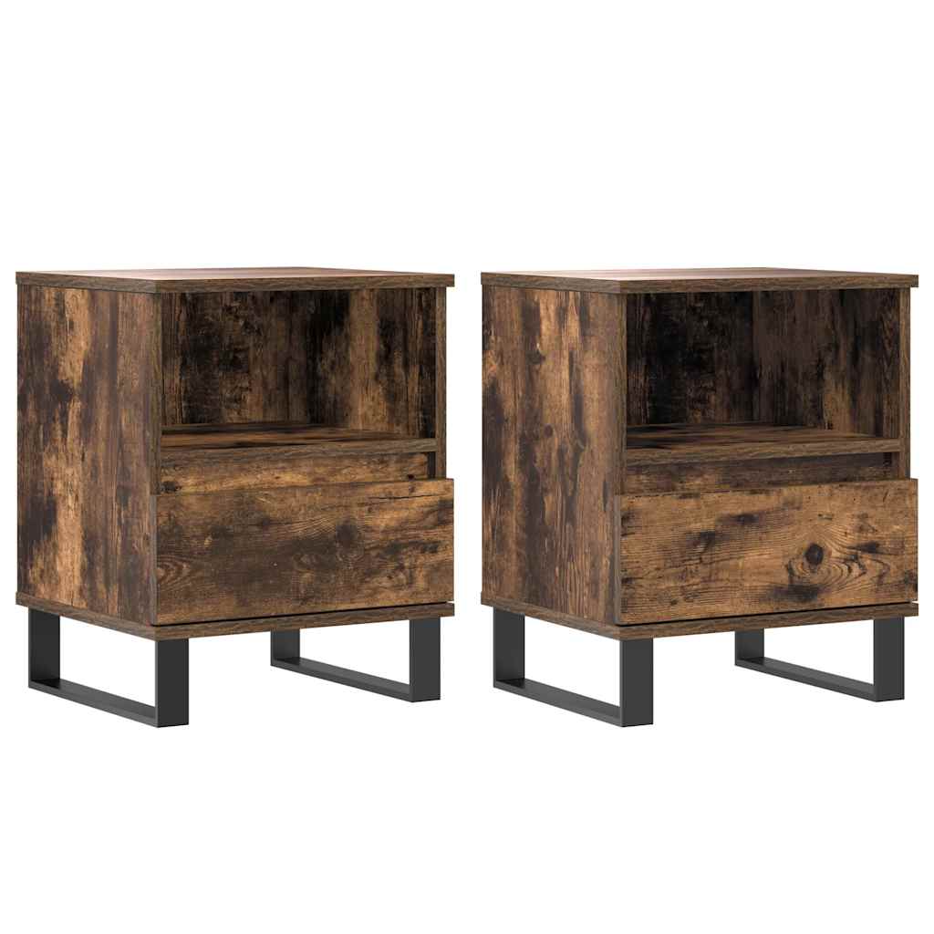vidaXL Bedside Cabinets 2 pcs Smoked Oak 40x35x50 cm Engineered Wood 2