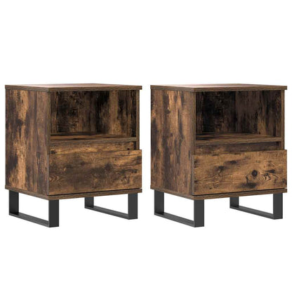 vidaXL Bedside Cabinets 2 pcs Smoked Oak 40x35x50 cm Engineered Wood 2