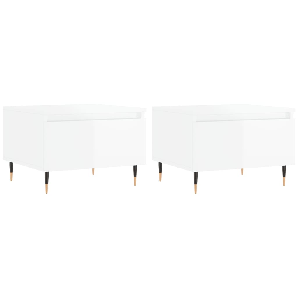 vidaXL Coffee Tables 2 pcs High Gloss White 50x46x35 cm Engineered Wood 2