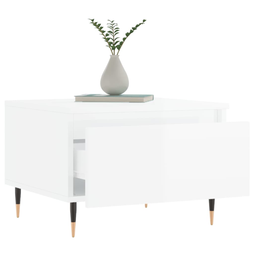 vidaXL Coffee Tables 2 pcs High Gloss White 50x46x35 cm Engineered Wood 4