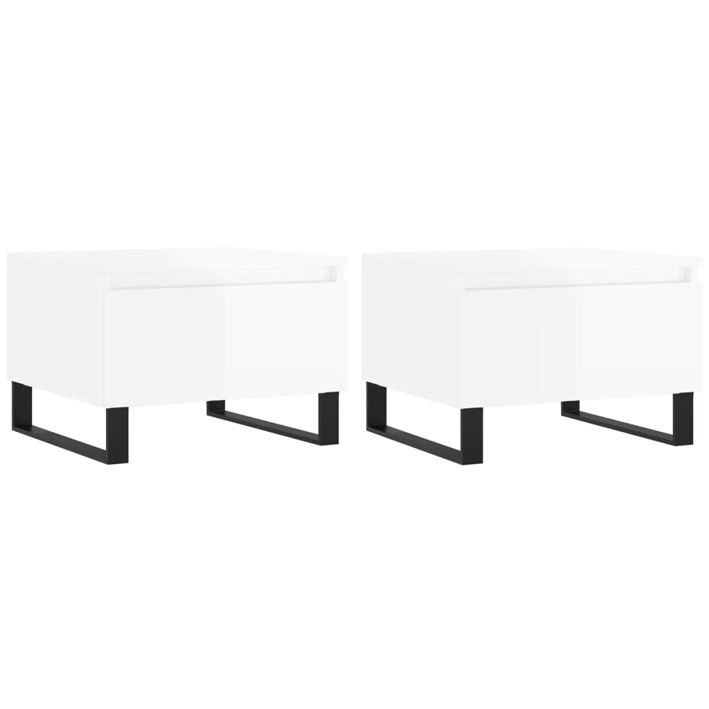 vidaXL Coffee Tables 2 pcs High Gloss White 50x46x35 cm Engineered Wood 2