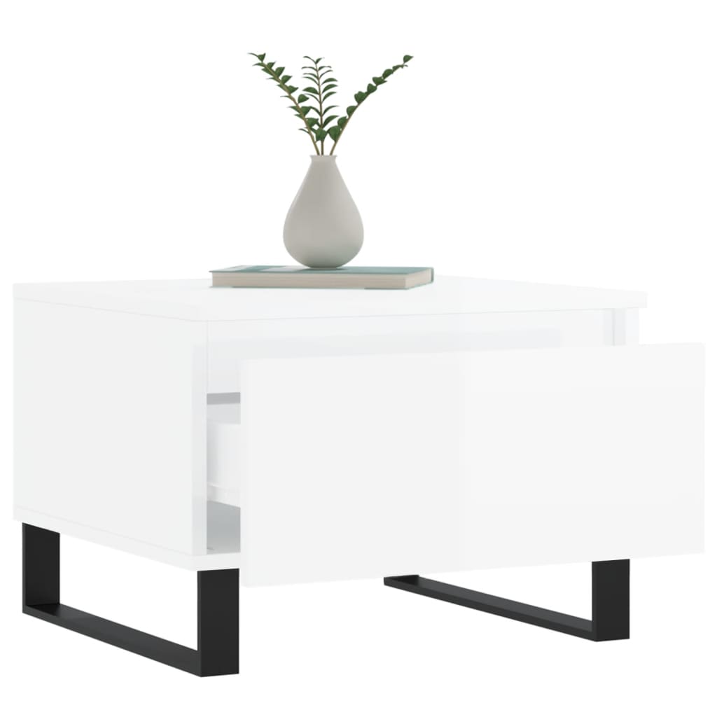 vidaXL Coffee Tables 2 pcs High Gloss White 50x46x35 cm Engineered Wood 4