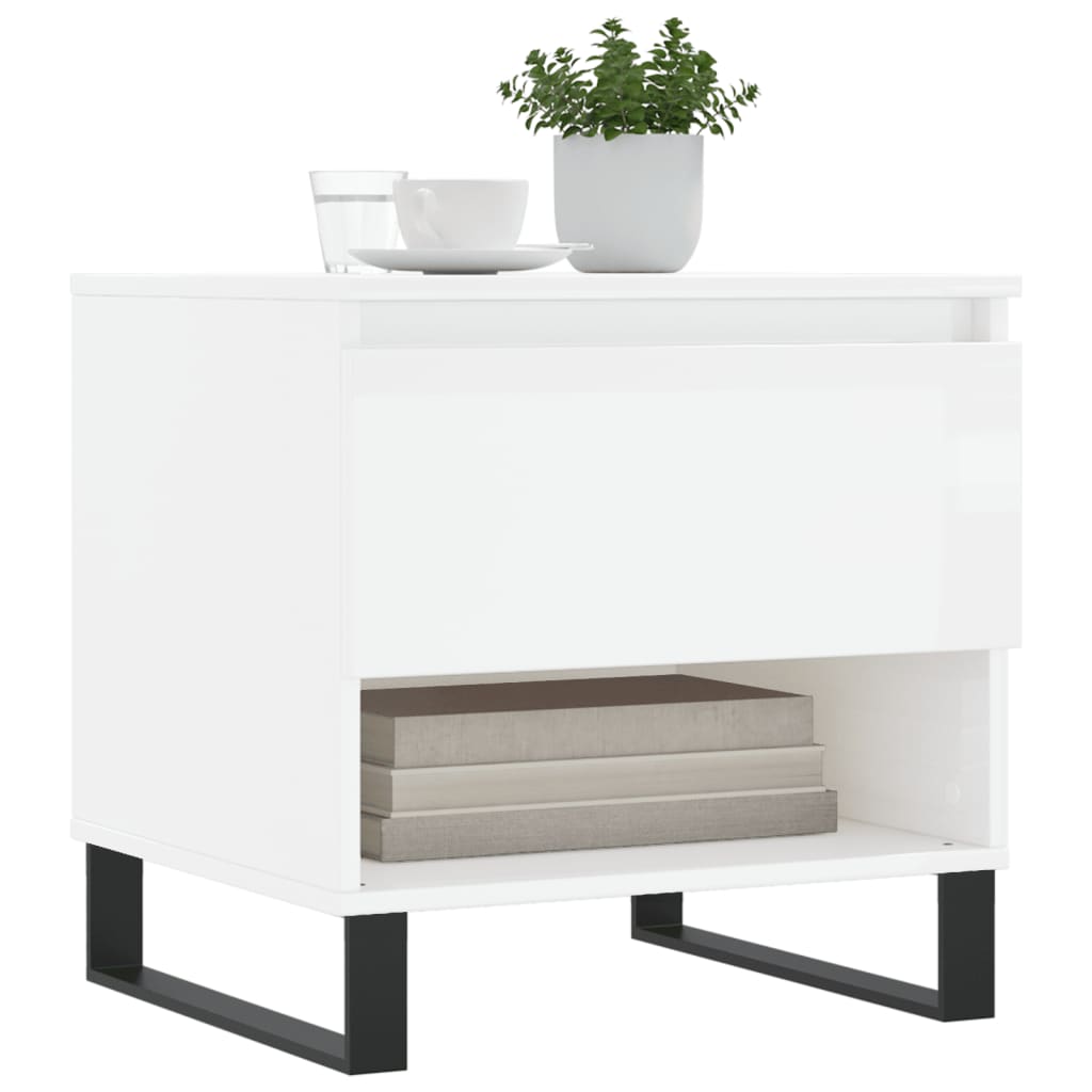 vidaXL Coffee Tables 2 pcs High Gloss White 50x46x50 cm Engineered Wood 3