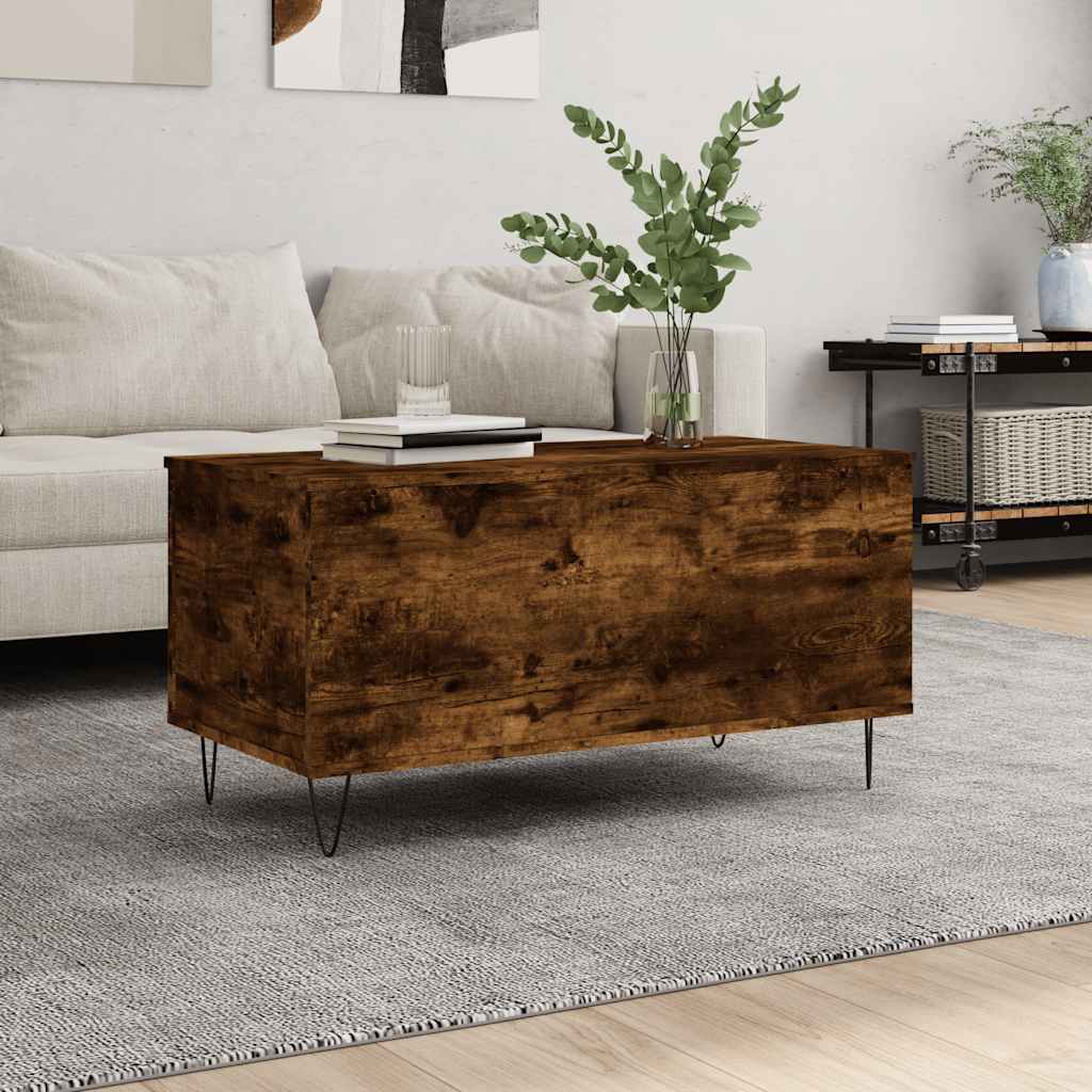 vidaXL Coffee Table Smoked Oak 90x44.5x45 cm Engineered Wood 1