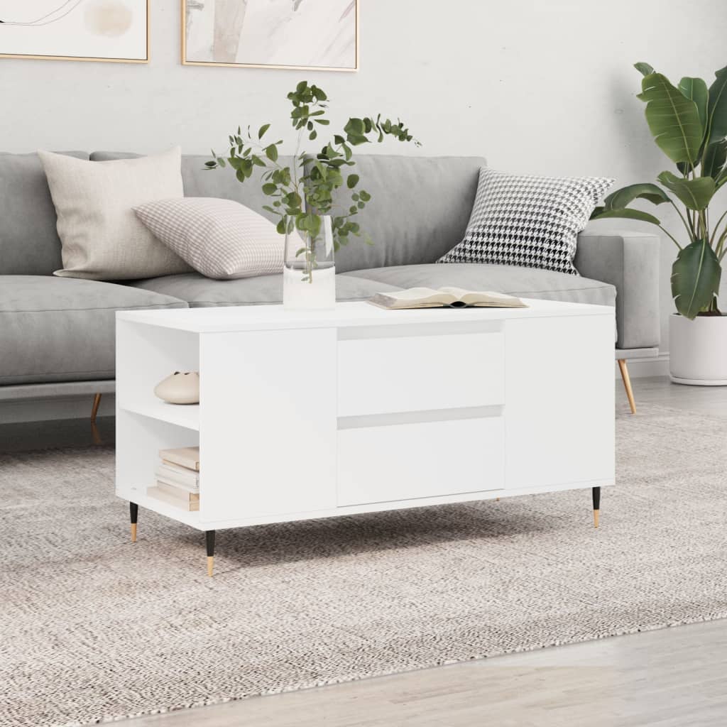 Coffee Table 102x44,5x50 cm Engineered Wood White