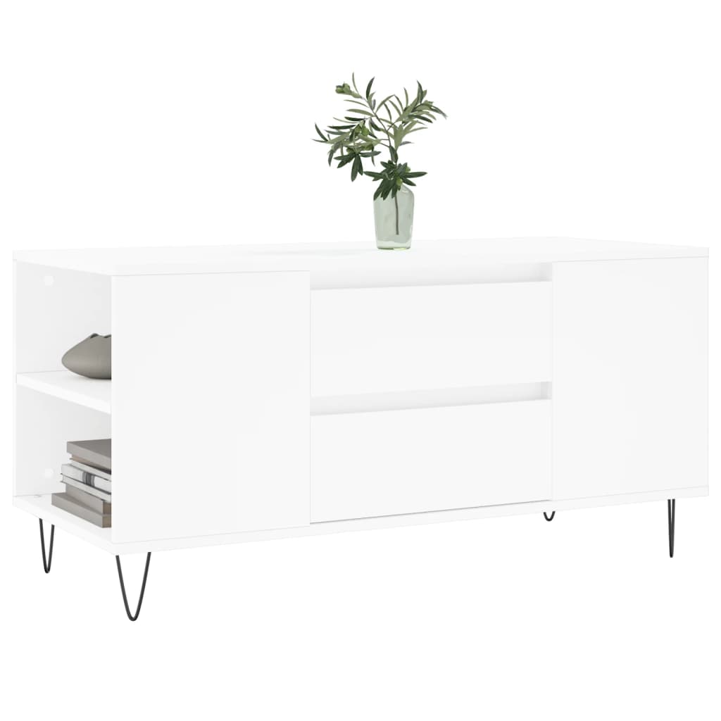 vidaXL Coffee Table White 102x44.5x50 cm Engineered Wood 3