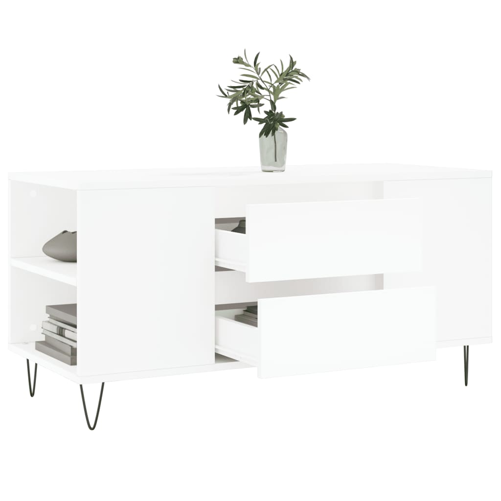 vidaXL Coffee Table White 102x44.5x50 cm Engineered Wood 4