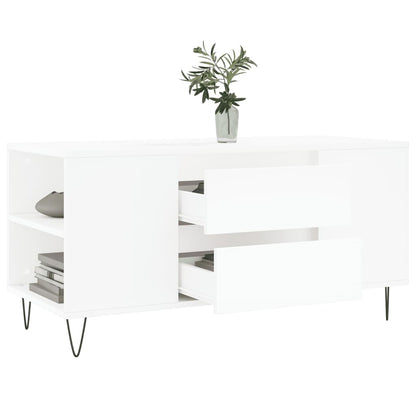 vidaXL Coffee Table White 102x44.5x50 cm Engineered Wood 4