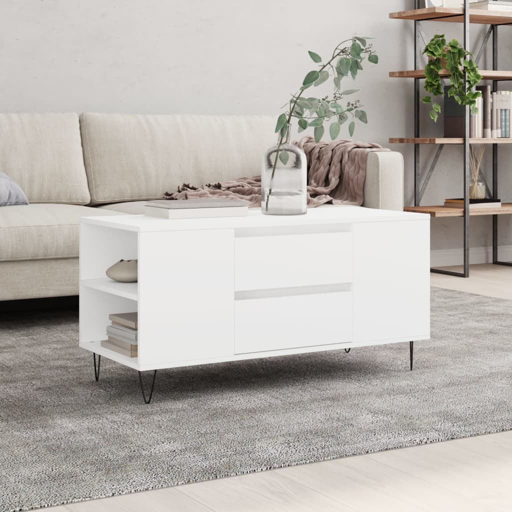 vidaXL Coffee Table White 102x44.5x50 cm Engineered Wood 1