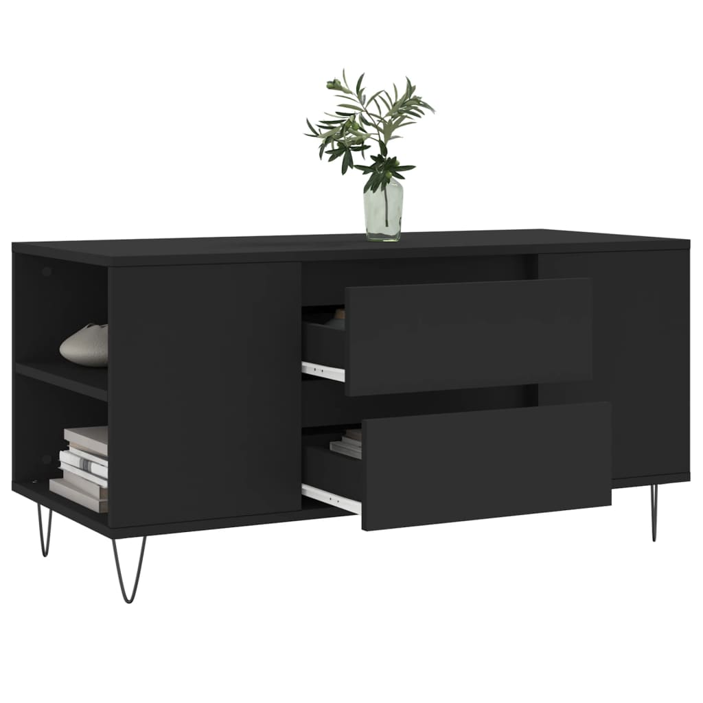 vidaXL Coffee Table Black 102x44.5x50 cm Engineered Wood 4