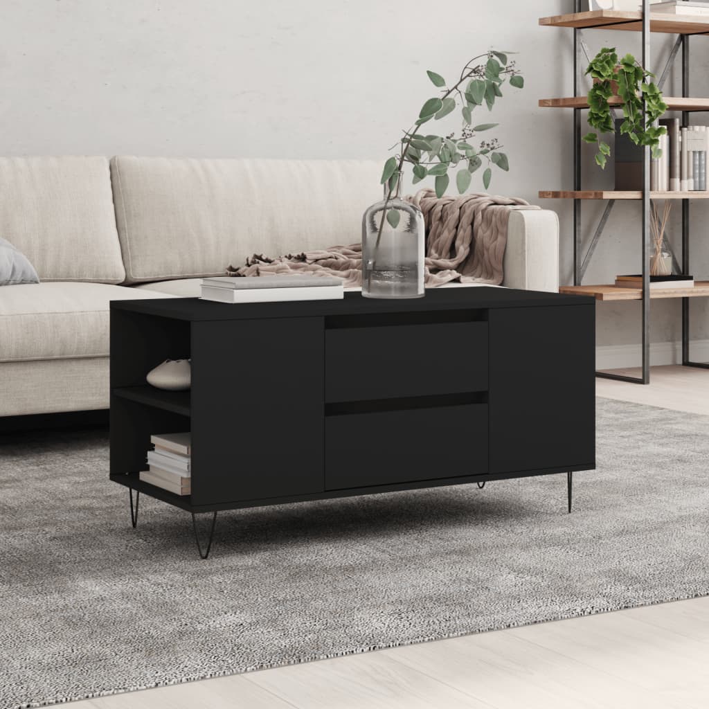vidaXL Coffee Table Black 102x44.5x50 cm Engineered Wood 1