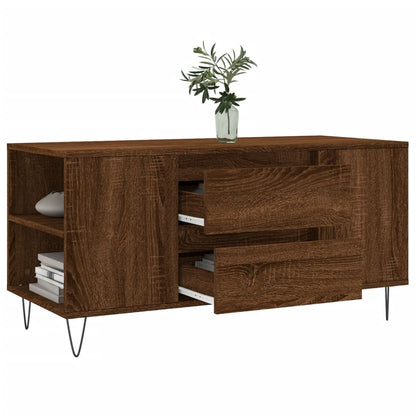 vidaXL Coffee Table Brown Oak 102x44.5x50 cm Engineered Wood 4