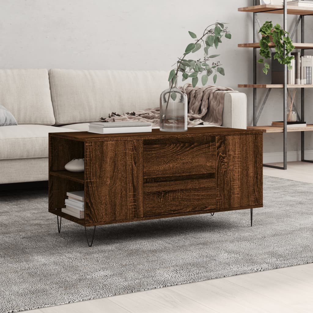 vidaXL Coffee Table Brown Oak 102x44.5x50 cm Engineered Wood 1