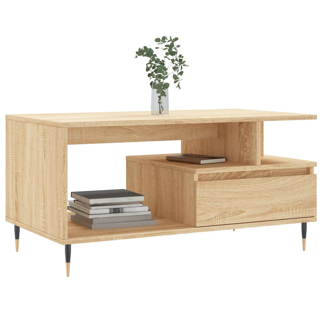 vidaXL Coffee Table Sonoma Oak 90x49x45 cm Engineered Wood 3