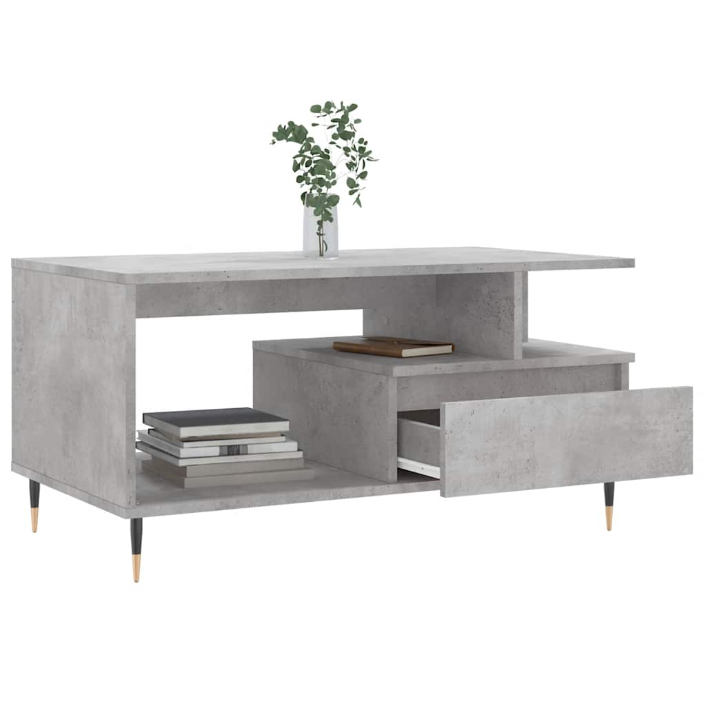 vidaXL Coffee Table Concrete Grey 90x49x45 cm Engineered Wood 4