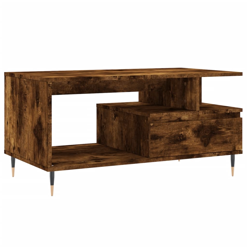 vidaXL Coffee Table Smoked Oak 90x49x45 cm Engineered Wood 2