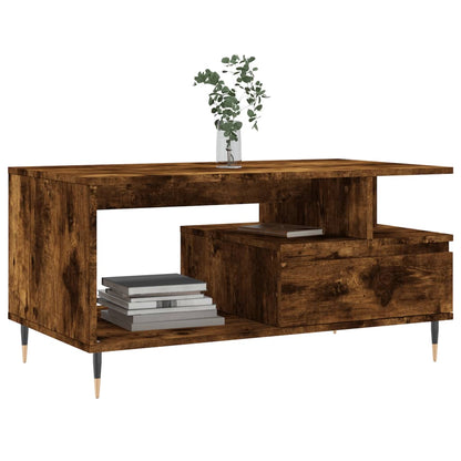 vidaXL Coffee Table Smoked Oak 90x49x45 cm Engineered Wood 3