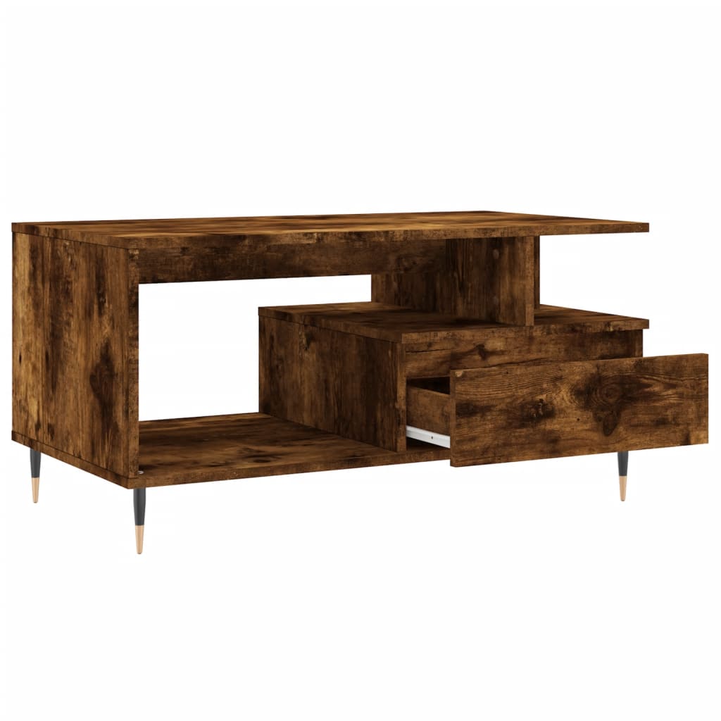 vidaXL Coffee Table Smoked Oak 90x49x45 cm Engineered Wood 6