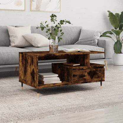 vidaXL Coffee Table Smoked Oak 90x49x45 cm Engineered Wood 1