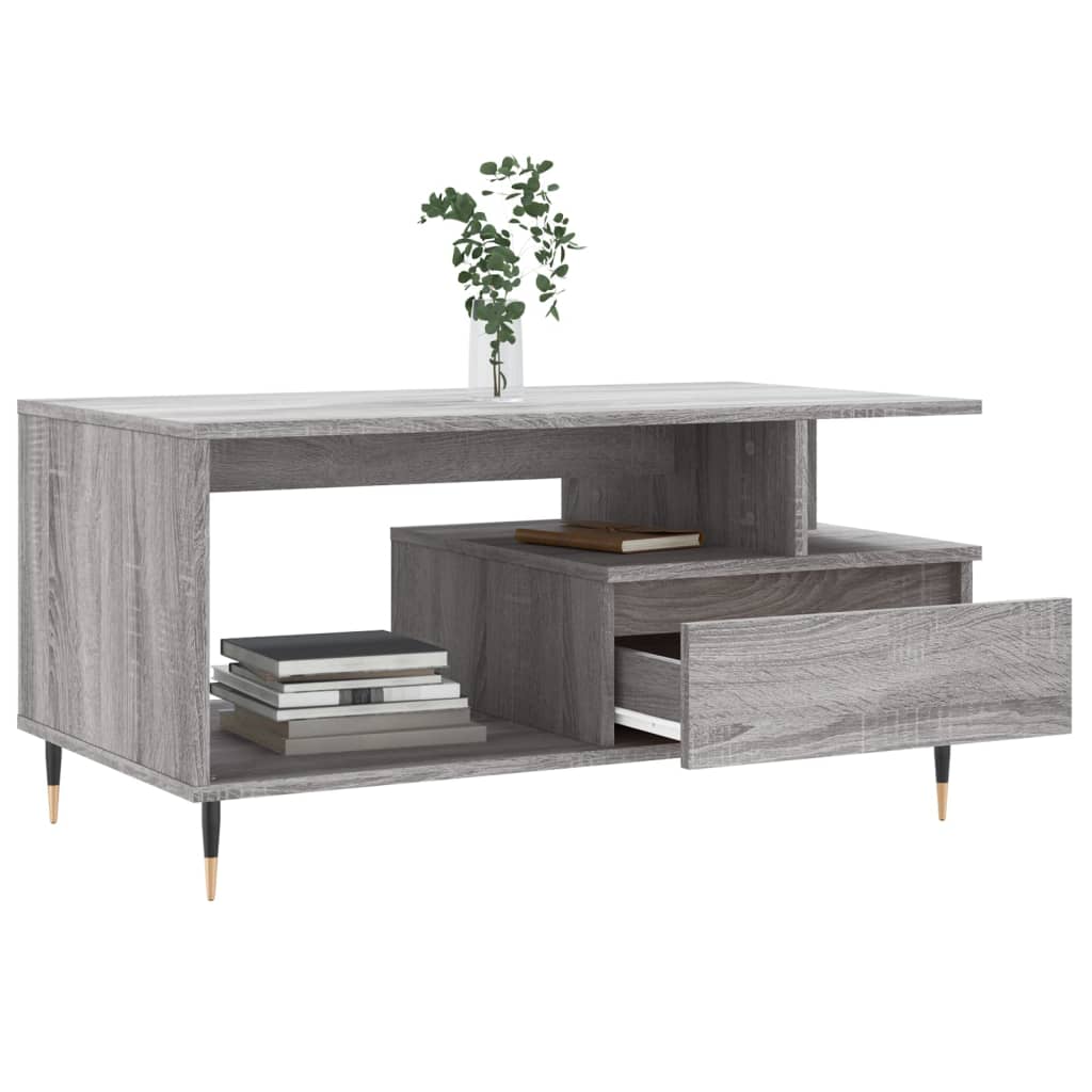 vidaXL Coffee Table Grey Sonoma 90x49x45 cm Engineered Wood 4