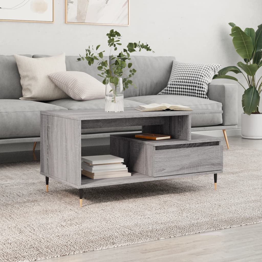vidaXL Coffee Table Grey Sonoma 90x49x45 cm Engineered Wood 1