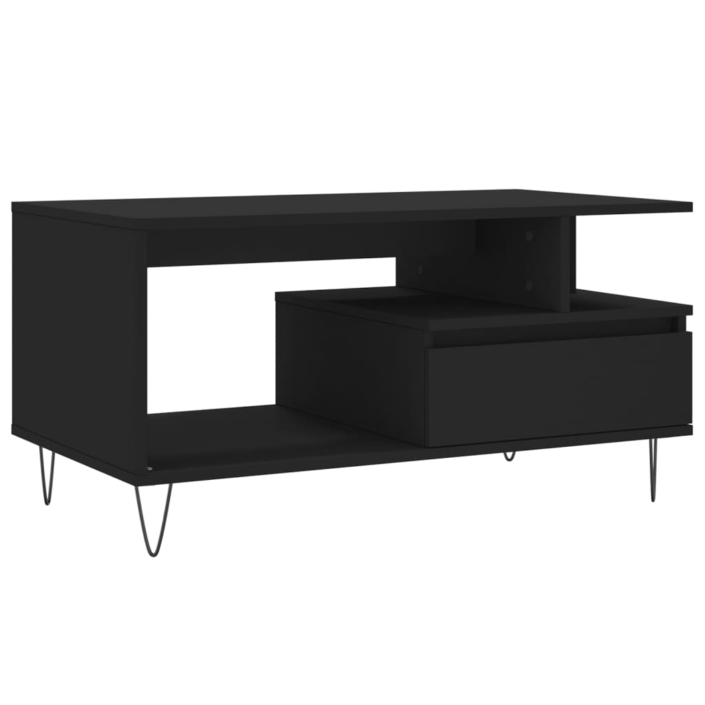 vidaXL Coffee Table Black 90x49x45 cm Engineered Wood 2