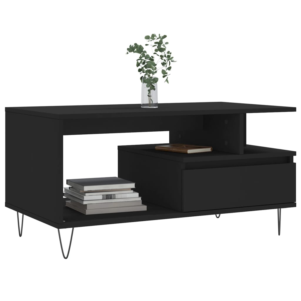 vidaXL Coffee Table Black 90x49x45 cm Engineered Wood 3