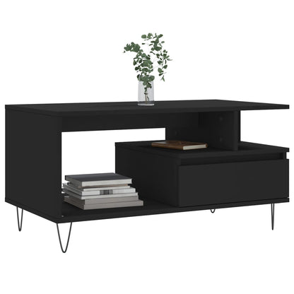 vidaXL Coffee Table Black 90x49x45 cm Engineered Wood 3