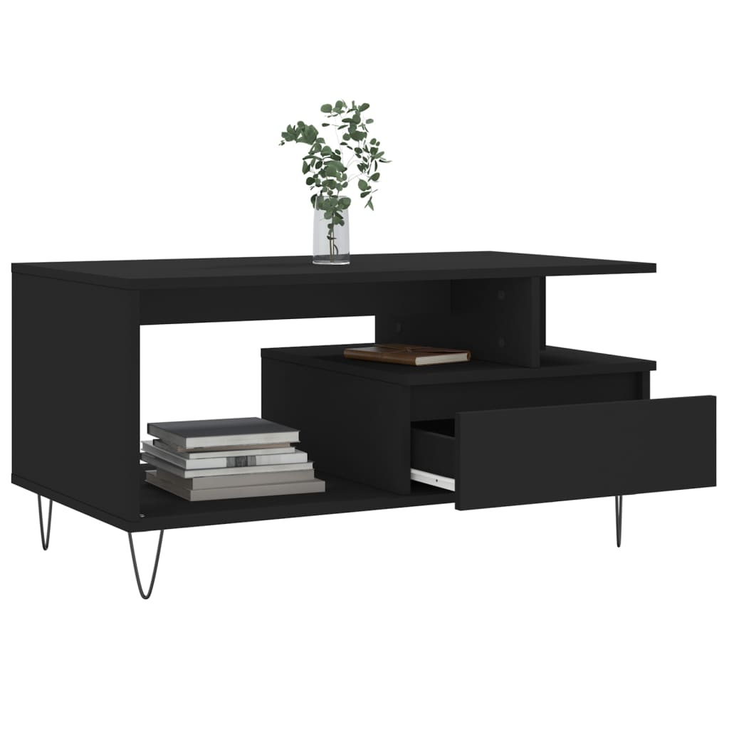vidaXL Coffee Table Black 90x49x45 cm Engineered Wood 4
