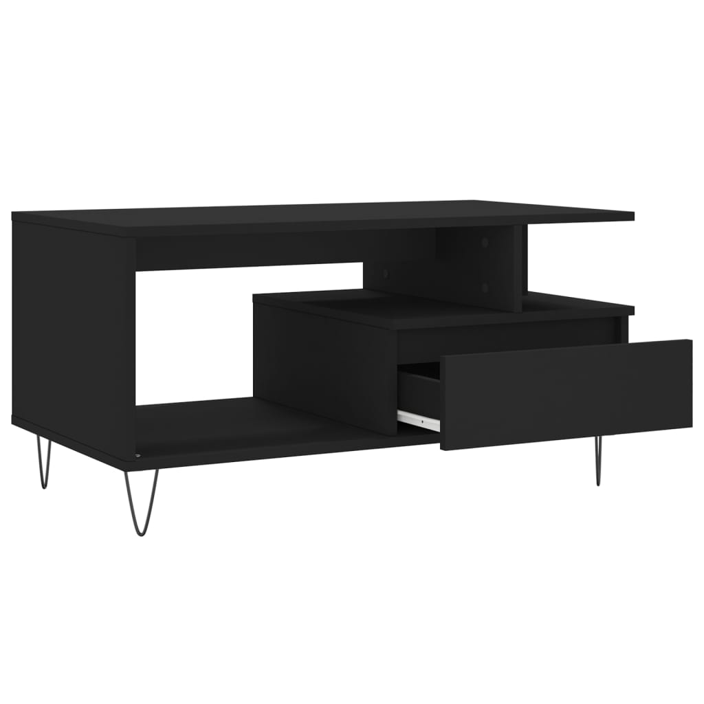 vidaXL Coffee Table Black 90x49x45 cm Engineered Wood 6