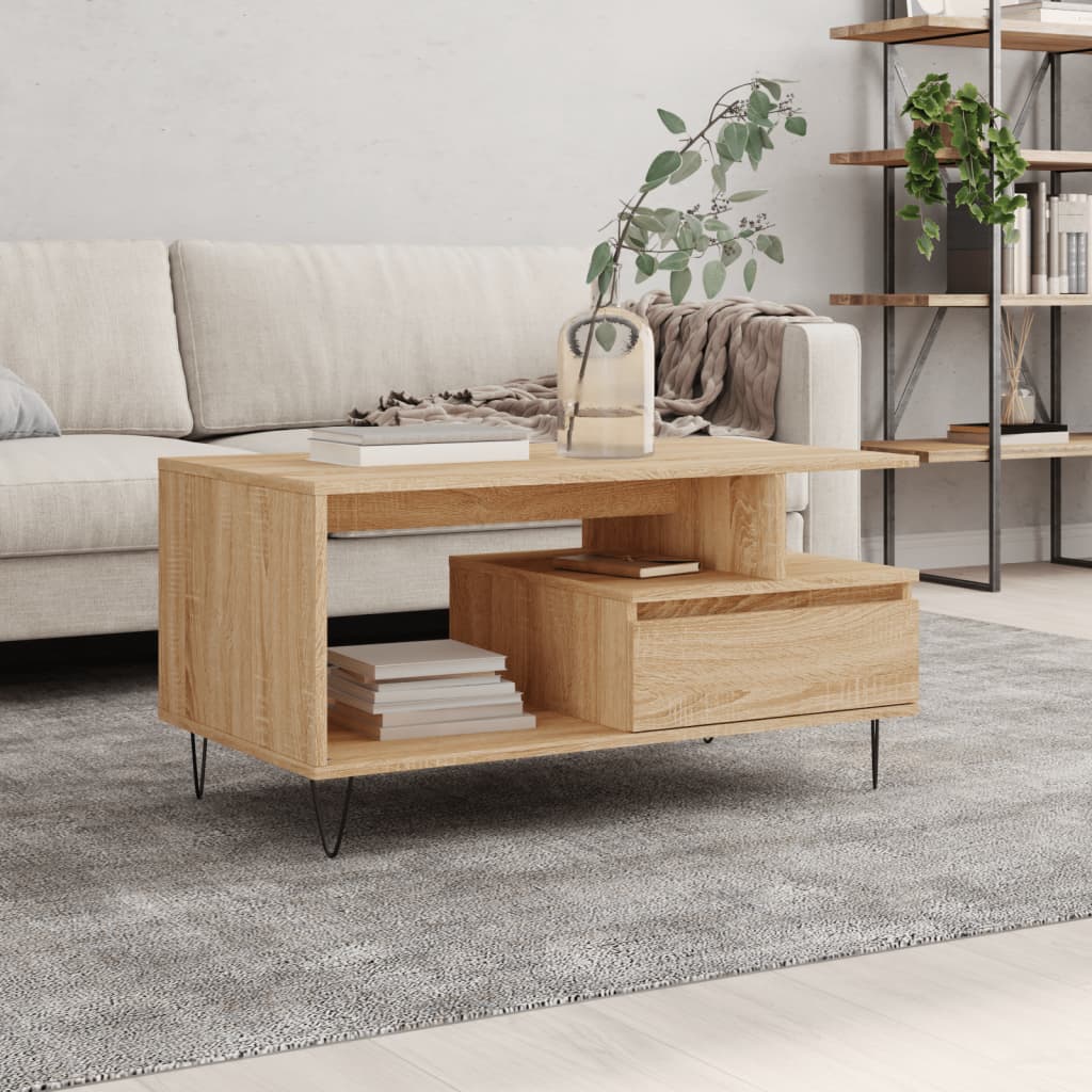 vidaXL Coffee Table Sonoma Oak 90x49x45 cm Engineered Wood 1