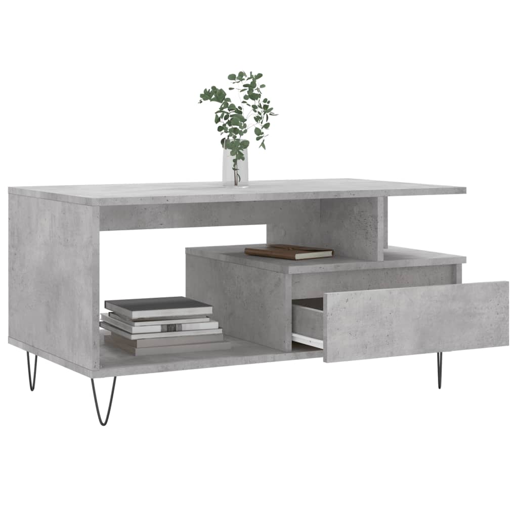 vidaXL Coffee Table Concrete Grey 90x49x45 cm Engineered Wood 4