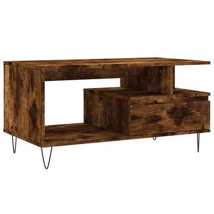 vidaXL Coffee Table Smoked Oak 90x49x45 cm Engineered Wood 2