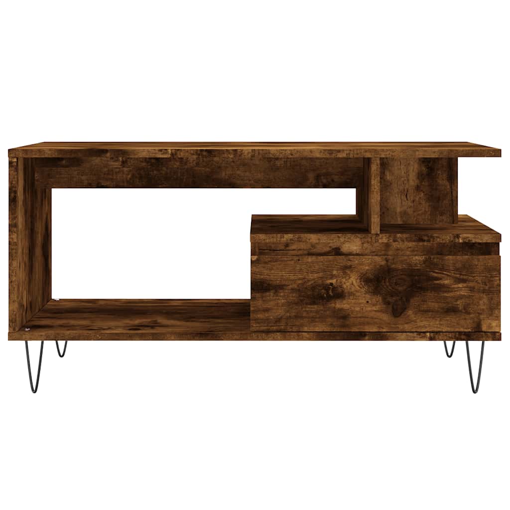 vidaXL Coffee Table Smoked Oak 90x49x45 cm Engineered Wood 5