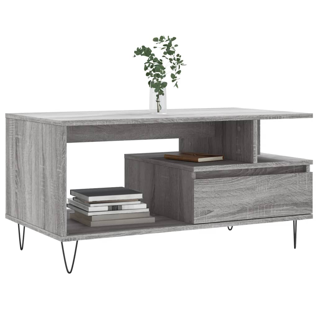 vidaXL Coffee Table Grey Sonoma 90x49x45 cm Engineered Wood 3