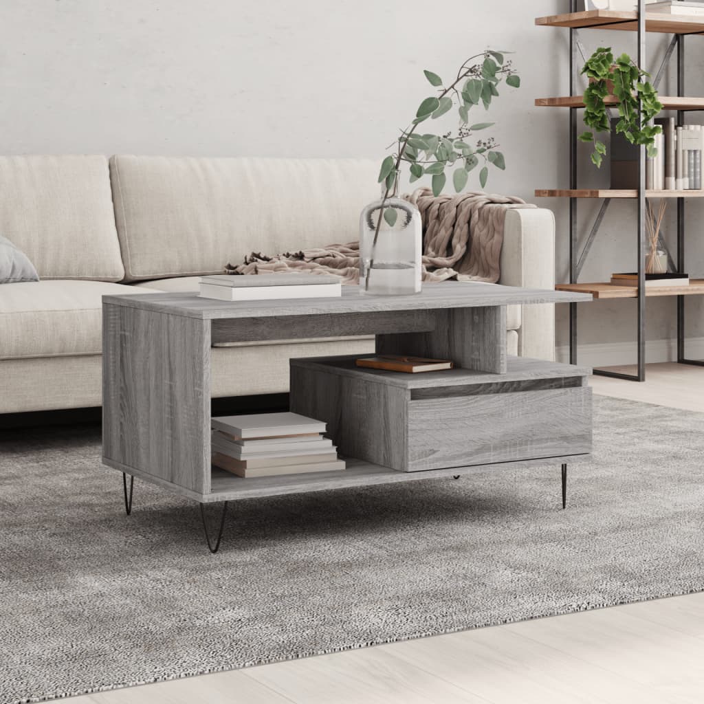 vidaXL Coffee Table Grey Sonoma 90x49x45 cm Engineered Wood 1