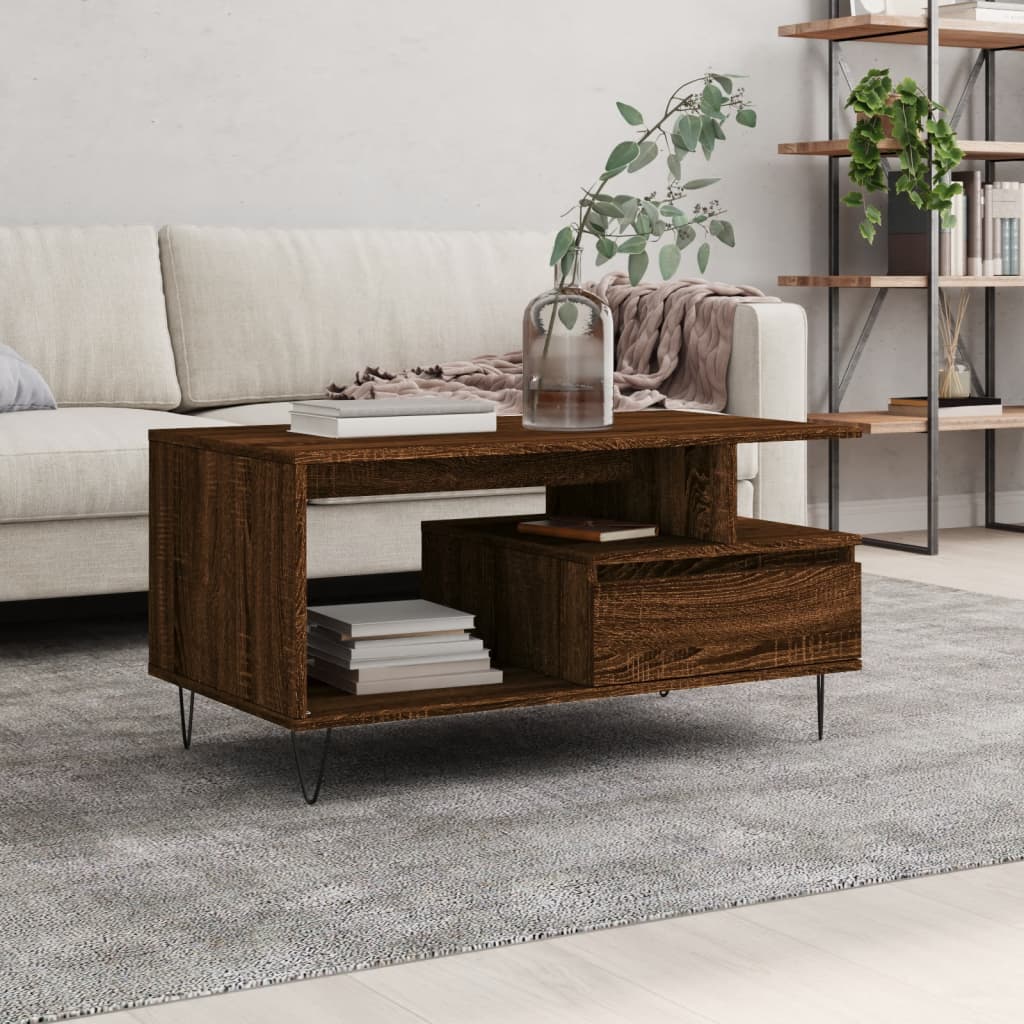 vidaXL Coffee Table Brown Oak 90x49x45 cm Engineered Wood 1
