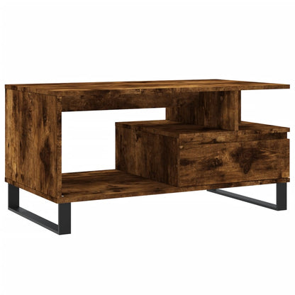 vidaXL Coffee Table Smoked Oak 90x49x45 cm Engineered Wood 2