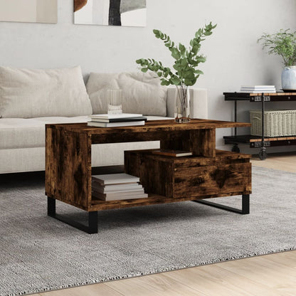 vidaXL Coffee Table Smoked Oak 90x49x45 cm Engineered Wood 1