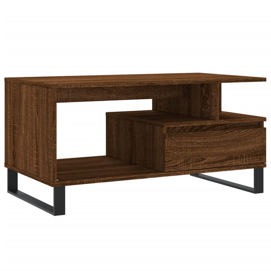 vidaXL Coffee Table Brown Oak 90x49x45 cm Engineered Wood 2