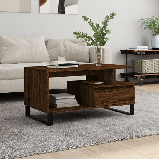 vidaXL Coffee Table Brown Oak 90x49x45 cm Engineered Wood 1