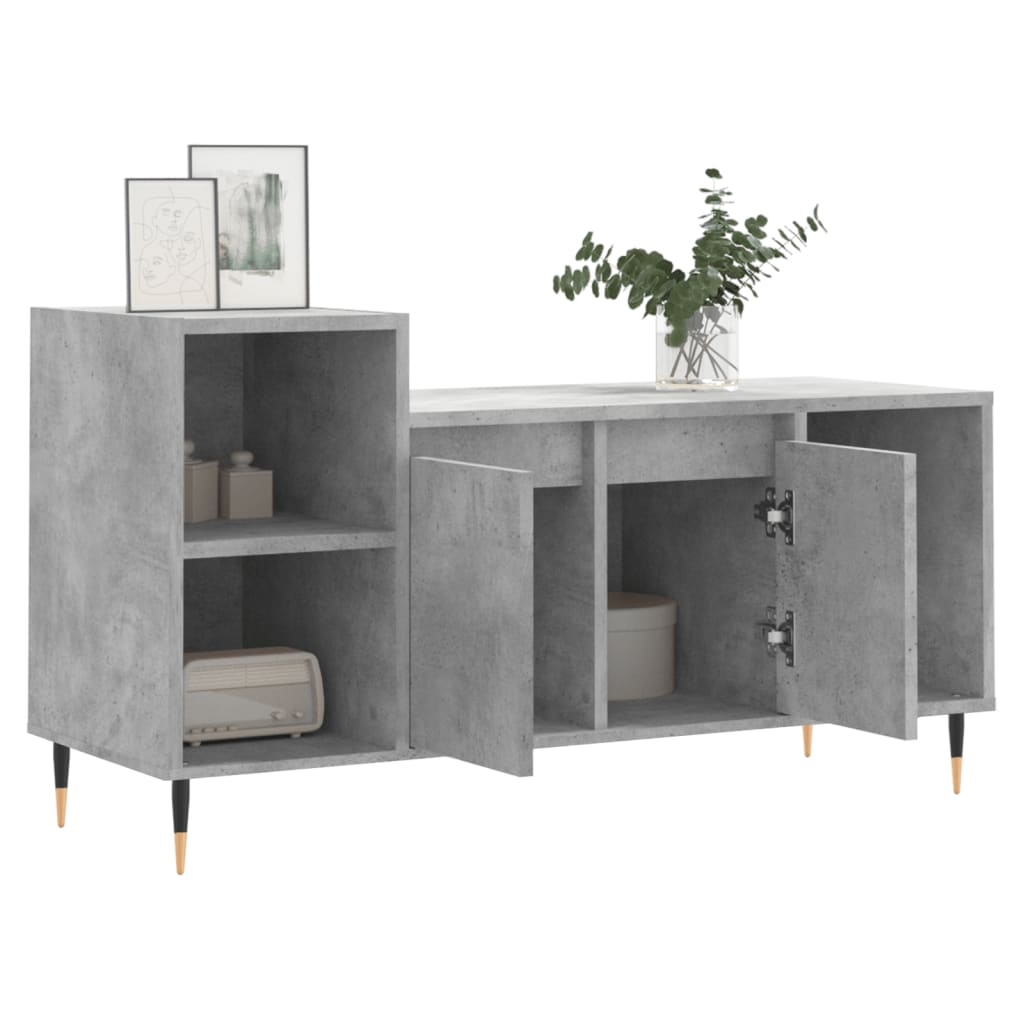 vidaXL TV Cabinet Concrete Grey 100x35x55 cm Engineered Wood 4
