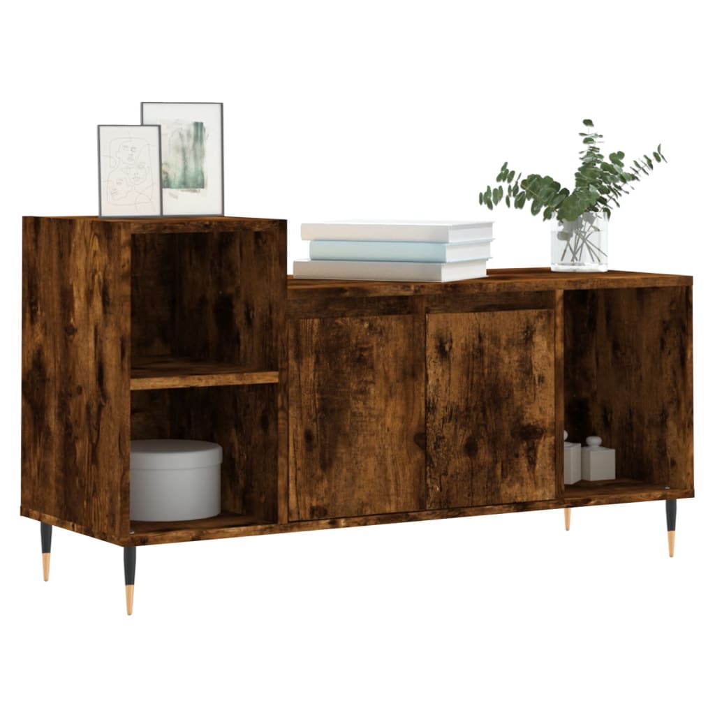 vidaXL TV Cabinet Smoked Oak 100x35x55 cm Engineered Wood 3