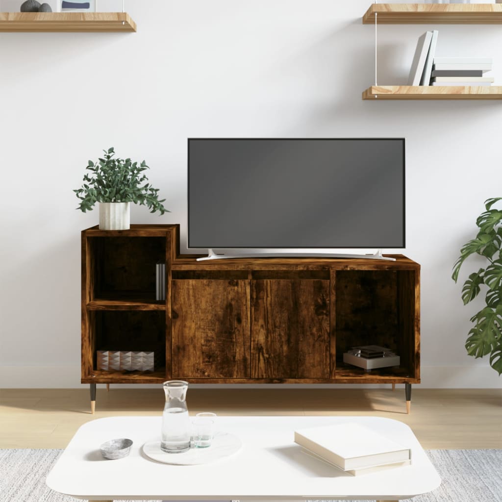 vidaXL TV Cabinet Smoked Oak 100x35x55 cm Engineered Wood 1
