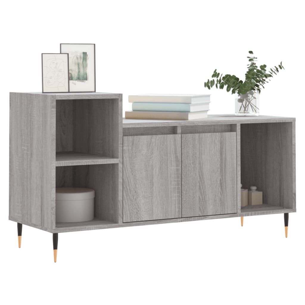 vidaXL TV Cabinet Grey Sonoma 100x35x55 cm Engineered Wood 3